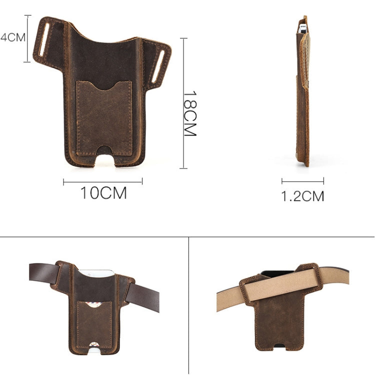CONTACTS FAMILY Crazy Horse Leather Large Screen Mobile Phone Belt Holster(Brown) Eurekaonline