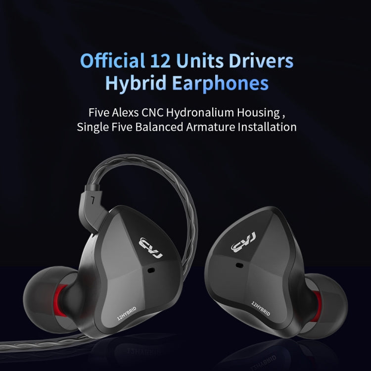 CVJ-CSN In-Ear Dual Magnetic Circuit Dynamic HIFI Wired Earphone, Style:With Mic(Black) Eurekaonline