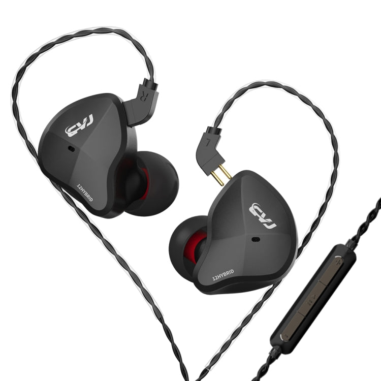 CVJ-CSN In-Ear Dual Magnetic Circuit Dynamic HIFI Wired Earphone, Style:With Mic(Black) Eurekaonline