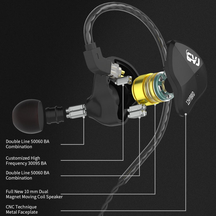 CVJ-CSN In-Ear Dual Magnetic Circuit Dynamic HIFI Wired Earphone, Style:With Mic(Blue) Eurekaonline