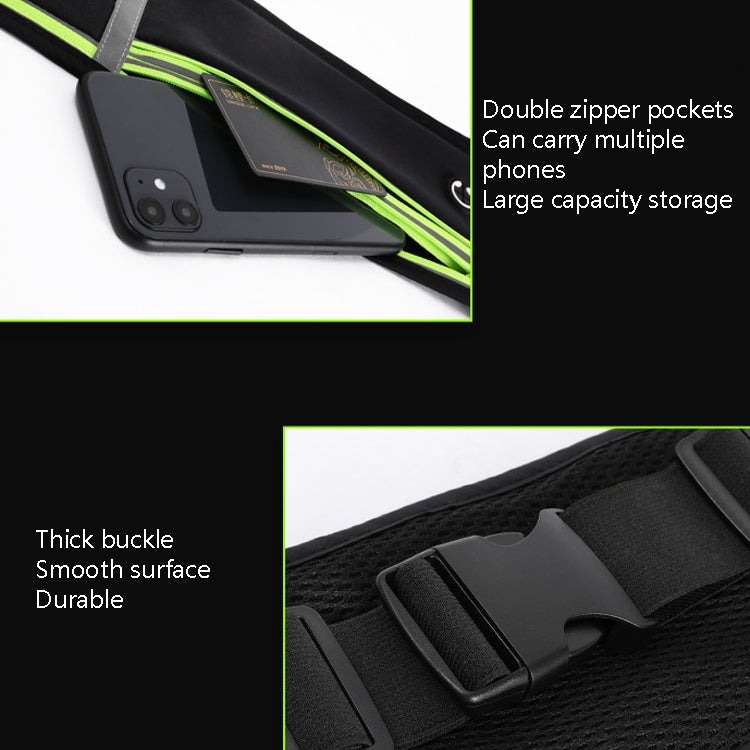 CWILKES MF-008 Outdoor Sports Fitness Waterproof Waist Bag Phone Pocket, Style: Four Pockets(Black Green) Eurekaonline