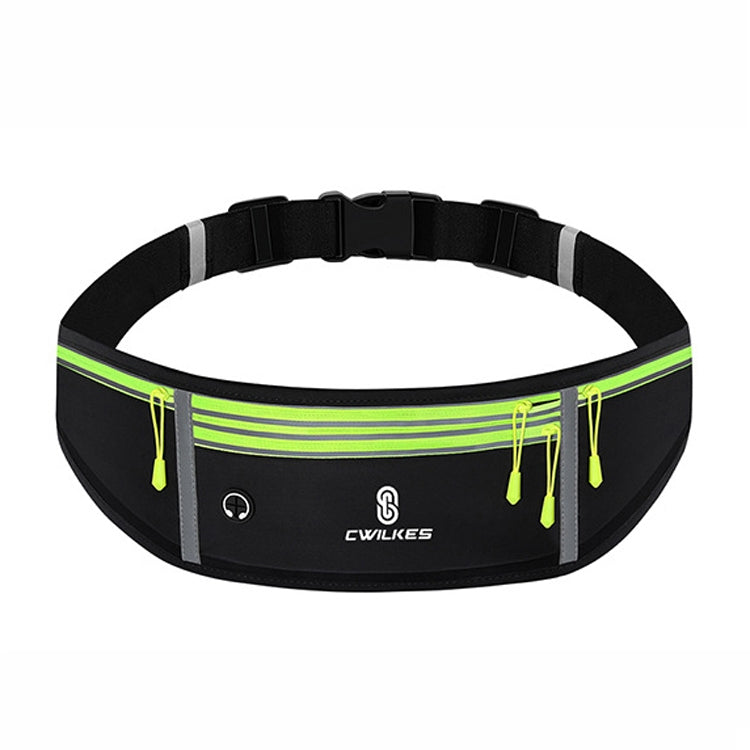 CWILKES MF-008 Outdoor Sports Fitness Waterproof Waist Bag Phone Pocket, Style: Four Pockets(Black Green) Eurekaonline