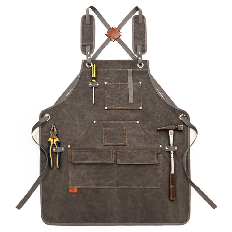 Canvas Apron Barber Roasting Cafe Gardening Woodworking Men And Women Canvas Work Clothes, Specification: Adult Models(Gray) Eurekaonline