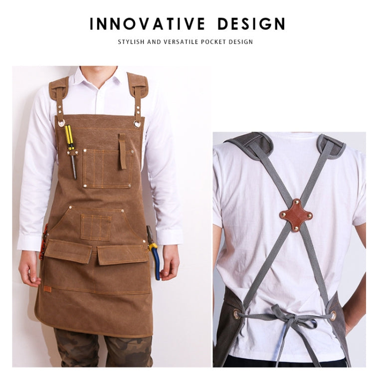 Canvas Apron Barber Roasting Cafe Gardening Woodworking Men And Women Canvas Work Clothes, Specification: Adult Models(Gray) Eurekaonline