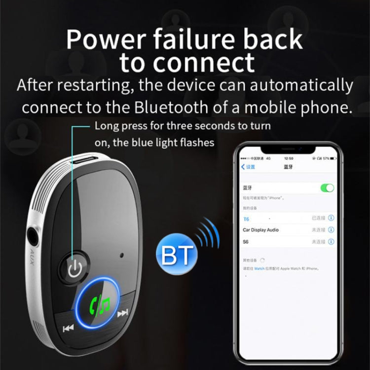 Car Bluetooth Receiver Music Player Wireless Audio Converter(Black) Eurekaonline