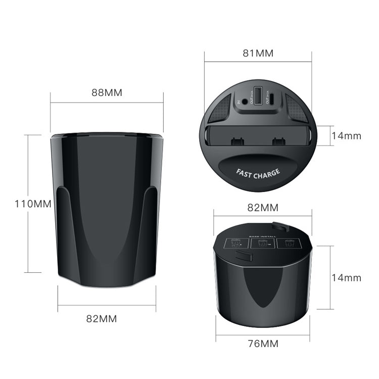 Car Cup 4 In 1 Wireless Charger Support 15W/10W/7.5W/5W Wireless Charging(X13) Eurekaonline