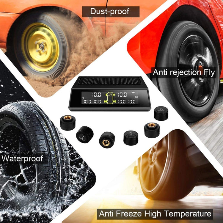 Car Solar Wireless Tire Pressure Monitoring System TPMS 6 External Sensors for 6-wheel Truck Bus Eurekaonline