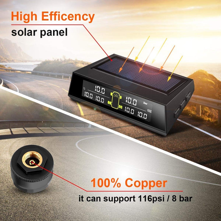 Car Solar Wireless Tire Pressure Monitoring System TPMS 6 External Sensors for 6-wheel Truck Bus Eurekaonline