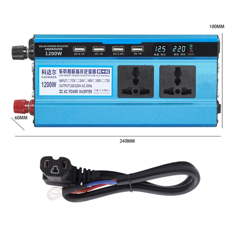 Carmaer 48V to 220V 1200W Double Socket Car Double Digital Display Inverter Household Power Converter Eurekaonline