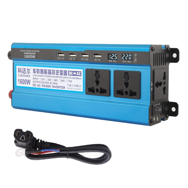 Carmaer 60V to 220V 1600W Three Socket Car Double Digital Display Inverter Household Power Converter Eurekaonline