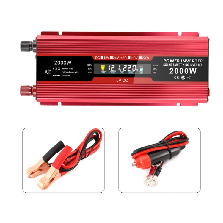 Carmaer US Plug 12V to 110V 2000W Car LCD Display Inverter Household Power Converter Eurekaonline