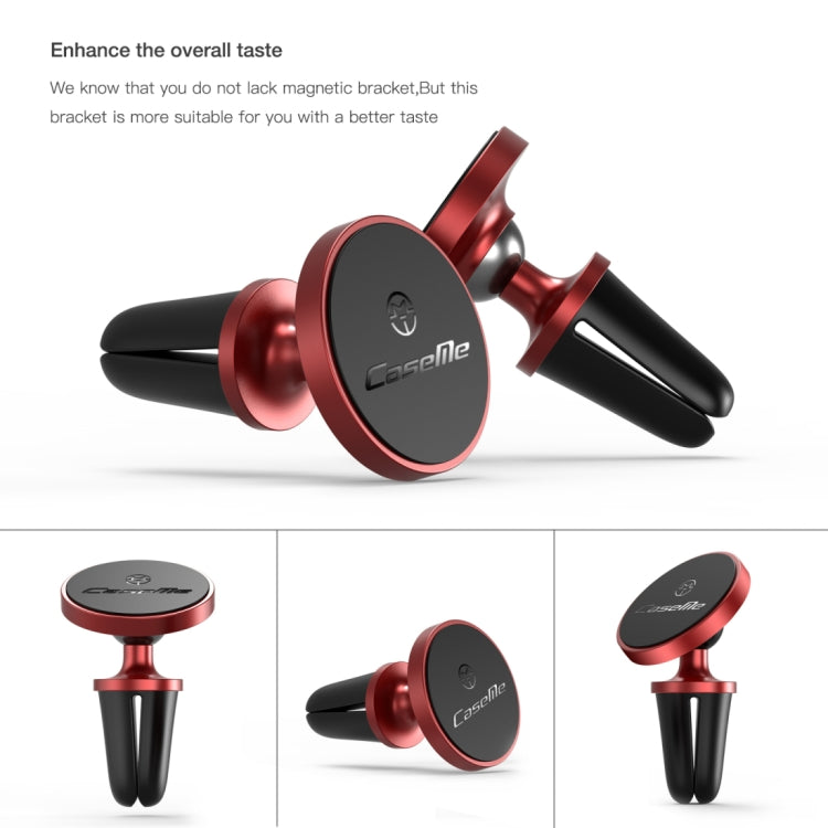 CaseMe Universal 360 Degree Rotation Magnetic Car Air Outlet Vent Mount Phone Holder, For iPhone, Galaxy, Sony, Lenovo, HTC, Huawei, and other Smartphones (Red) Eurekaonline