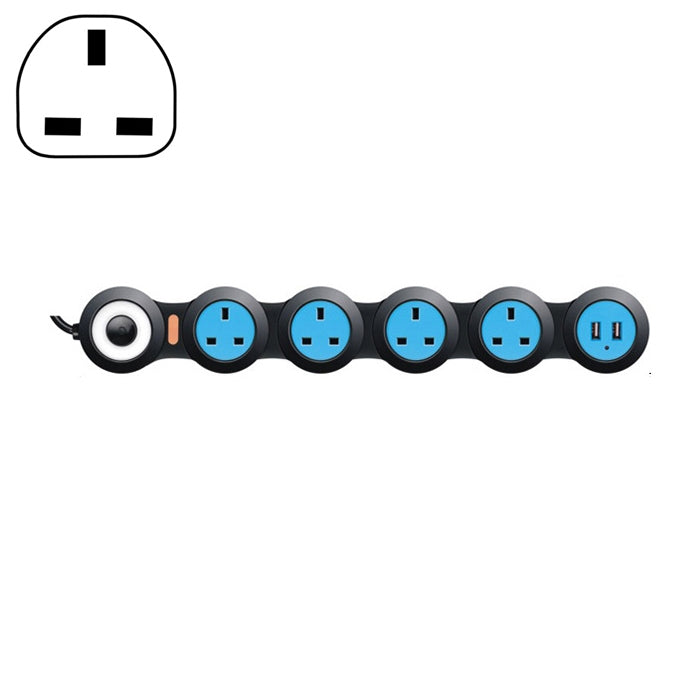 Charging Plug-in Wiring Board Creative Rotary Towline Board 13A Deformed Socket with USB, UK Plug, 5-Bit Socket(Black) Eurekaonline