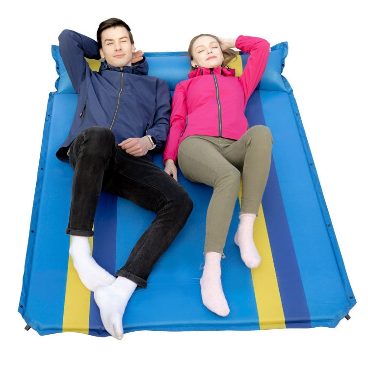 Color Matching Automatic Inflatable Outdoor Sports Double Camping Air Cushion, Size:190x130x3.5cm(Blue) Eurekaonline