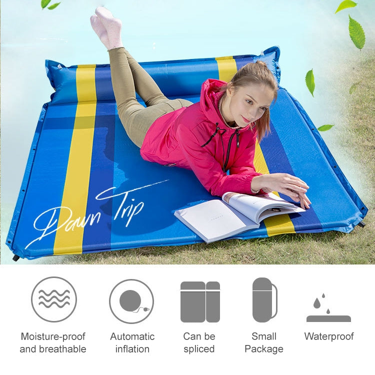 Color Matching Automatic Inflatable Outdoor Sports Double Camping Air Cushion, Size:190x130x3.5cm(Blue) Eurekaonline