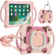 Cute Cat King Kids Shockproof Silicone Tablet Case with Holder & Shoulder Strap & Handle For iPad 9.7 2018 / 2017 / Air / Air 2 / Pro 9.7(Pink) Eurekaonline