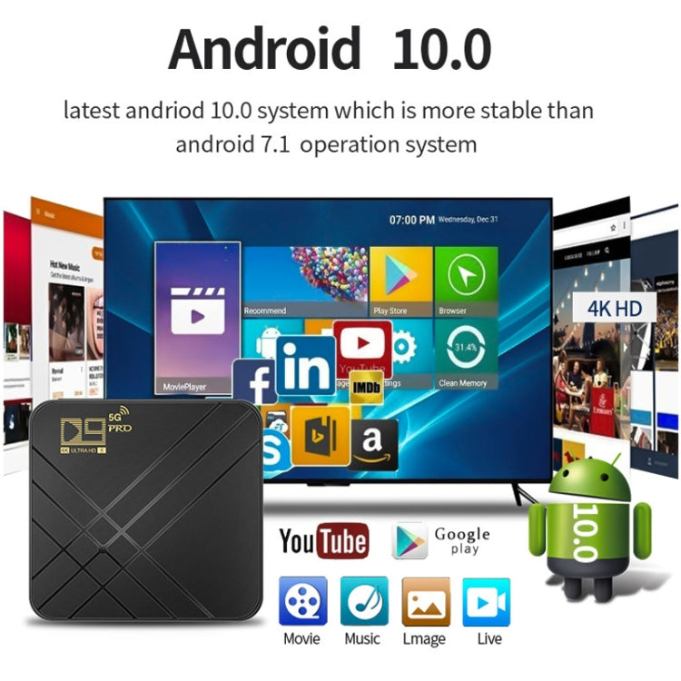 D9 PRO 2.4G/5G WIFI 4K HD Android TV Box, Memory:8GB+128GB(EU Plug) Eurekaonline