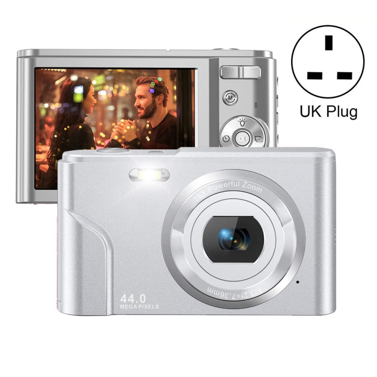 DC302 2.88 inch 44MP 16X Zoom 2.7K Full HD Digital Camera Children Card Camera, UK Plug (Silver) Eurekaonline