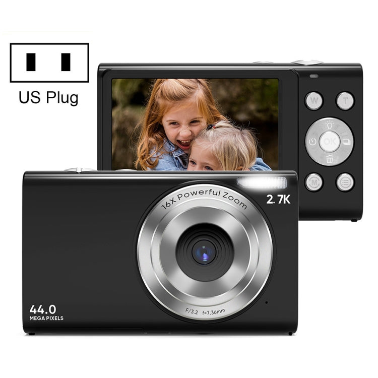 DC402 2.4 inch 44MP 16X Zoom 1080P Full HD Digital Camera Children Card Camera, US Plug (Black) Eurekaonline