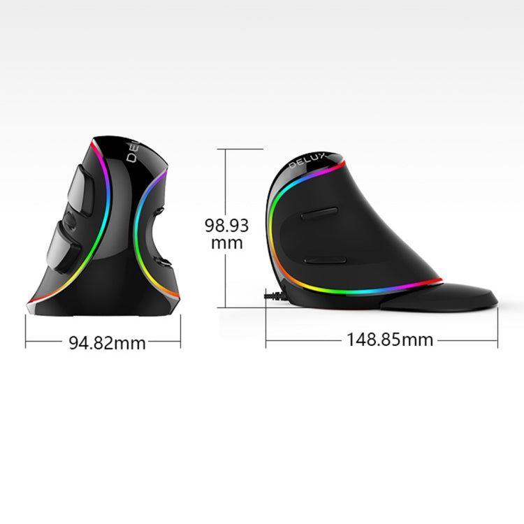 DELUX M618 Plus RGB Wired Optical Mouse Ergonomic Vertical Mouse 4000DPI Eurekaonline