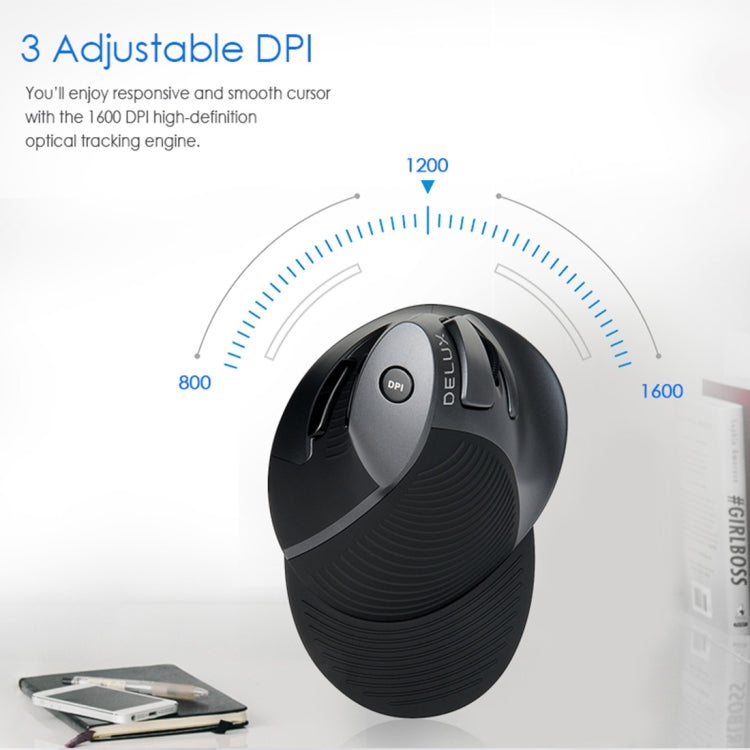 DELUX M618GX Wireless Ergonomic Vertical Mouse 1600DPI Optical Mouse Eurekaonline