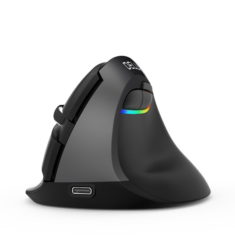 DELUX M618Mini Colorful Wireless Luminous Vertical Mouse Bluetooth Rechargeable Vertical Mouse(Classic black) Eurekaonline