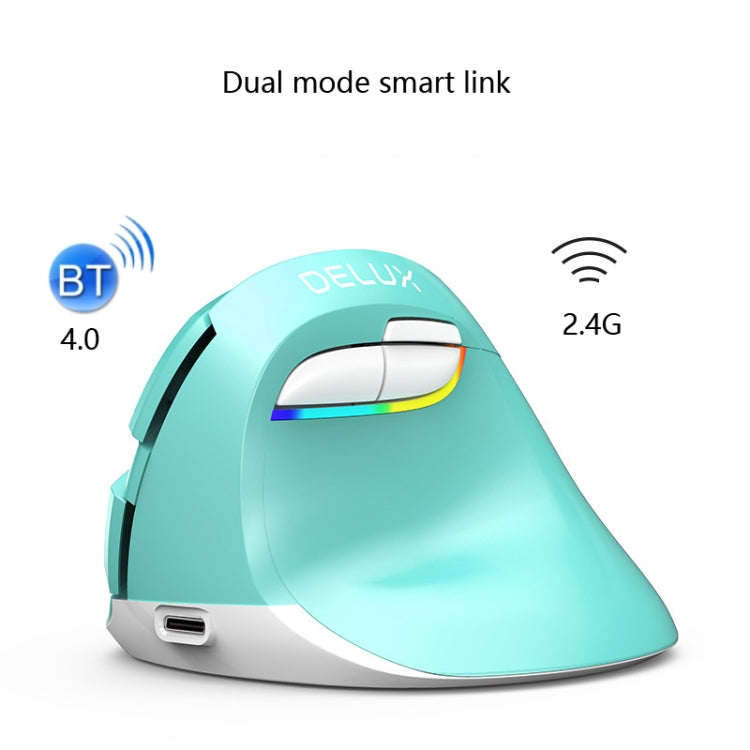 DELUX M618Mini Colorful Wireless Luminous Vertical Mouse Bluetooth Rechargeable Vertical Mouse(Color white) Eurekaonline