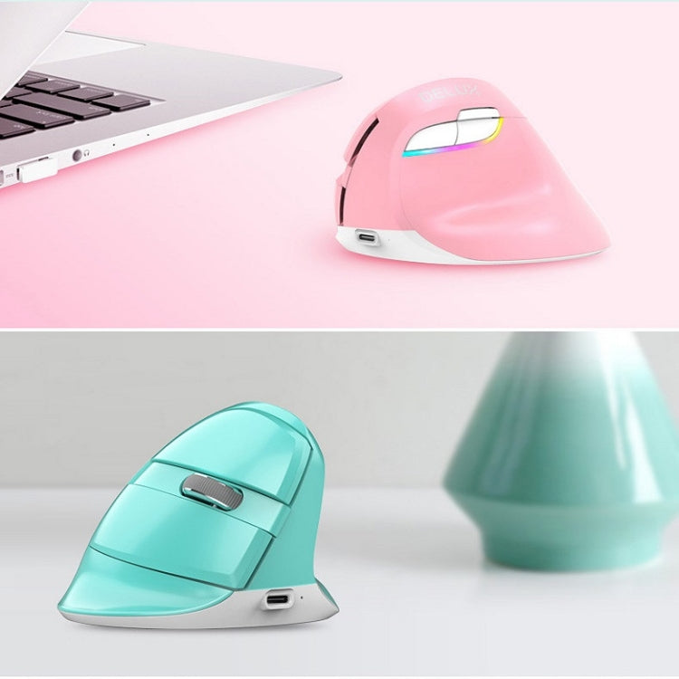 DELUX M618Mini Colorful Wireless Luminous Vertical Mouse Bluetooth Rechargeable Vertical Mouse(Color white) Eurekaonline