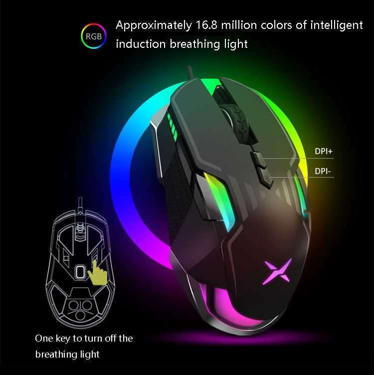 DELUX M628BU 9 Keys Ergonomic Left and Right Hand RGB Breathing Light Wired Mouse(Black) Eurekaonline