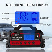DEMUDA DC100 10A 12V / 24V Car Battery Charger Intelligent Pulse Repair Type Lead-acid Battery, Plug Type:EU Plug(Red) Eurekaonline