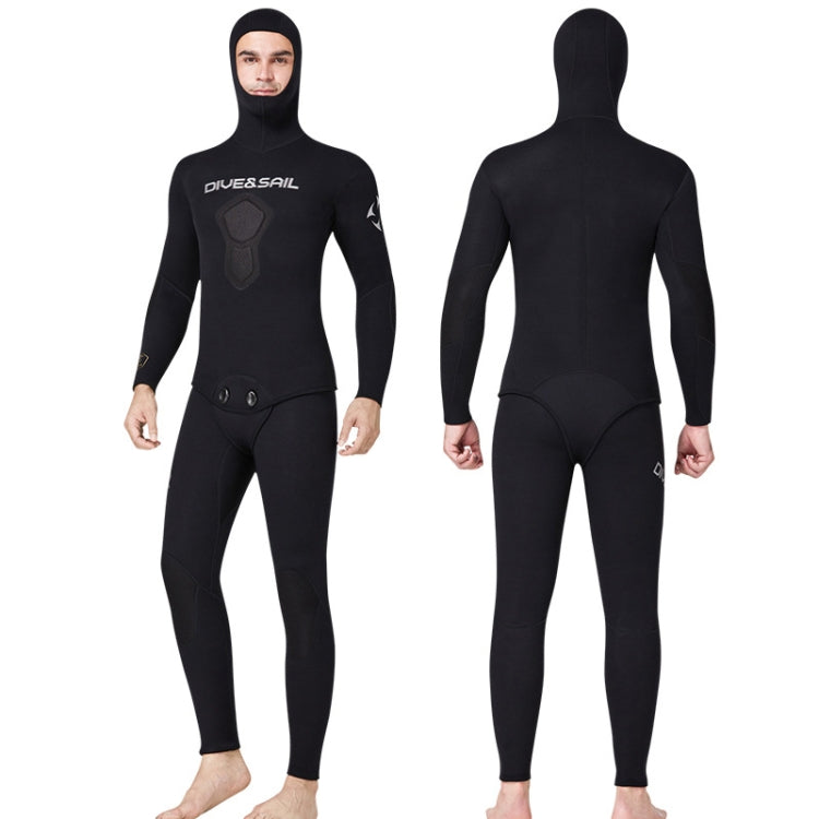 DIVE&SAIL 1.5mm Split Thick And Keep Warm Long Sleeves Hooded Diving Suit, Size: XL(Black) Eurekaonline