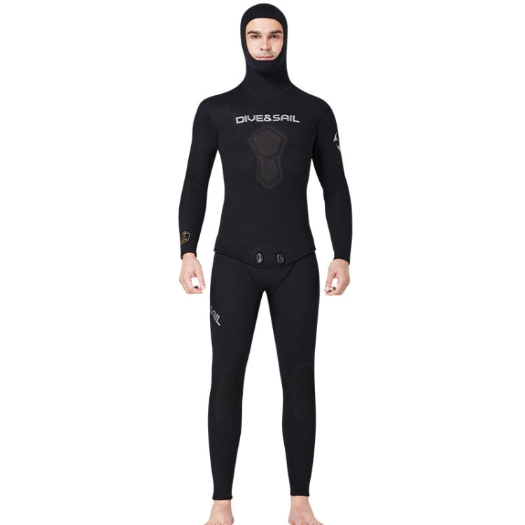 DIVE&SAIL 1.5mm Split Thick And Keep Warm Long Sleeves Hooded Diving Suit, Size: XL(Black) Eurekaonline