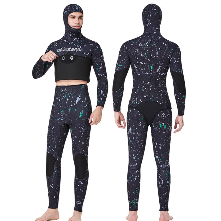 DIVE&SAIL 3mm Split Thick And Keep Warm Long Sleeves Hooded Diving Suit, Size: XL(Green) Eurekaonline