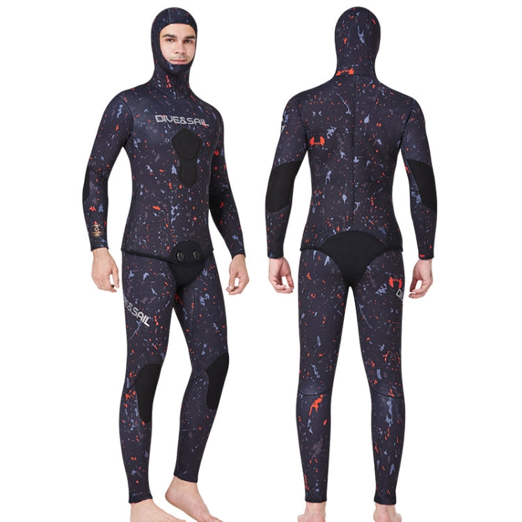 DIVE&SAIL 5mm Split Thick And Keep Warm Long Sleeves Hooded Diving Suit, Size: M(Orange) Eurekaonline