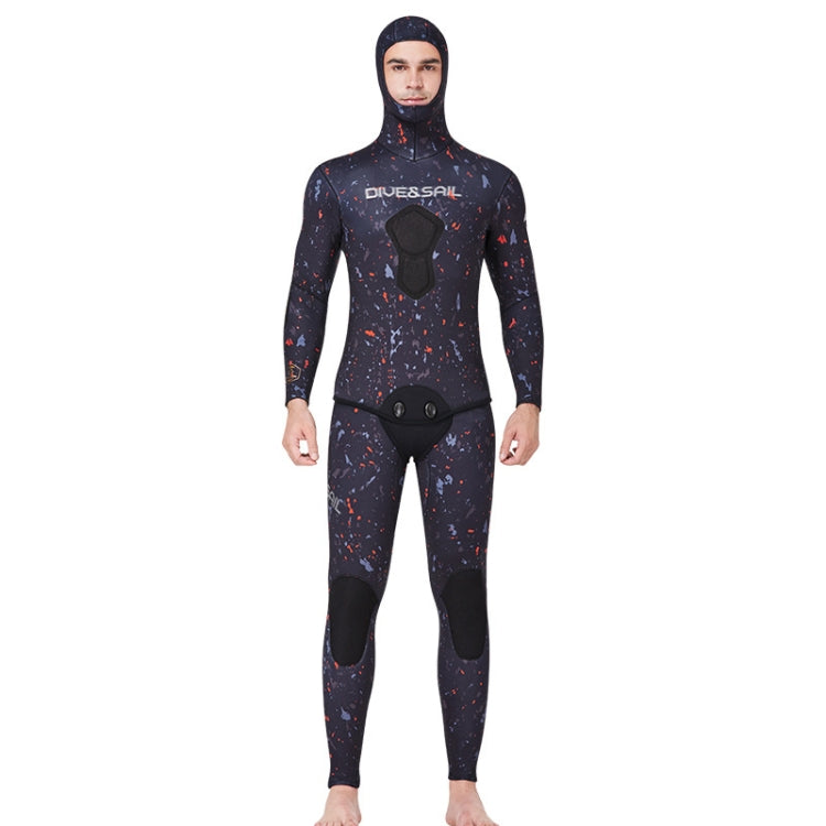 DIVE&SAIL 5mm Split Thick And Keep Warm Long Sleeves Hooded Diving Suit, Size: M(Orange) Eurekaonline