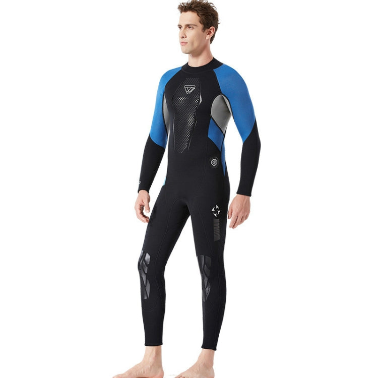 DIVE&SAIL WS-19496 One-piece Thermal Diving Suit Long-sleeved Snorkeling Swimsuit, Size:XL(Black Blue) Eurekaonline