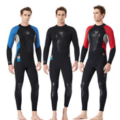 DIVE&SAIL WS-19496 One-piece Thermal Diving Suit Long-sleeved Snorkeling Swimsuit, Size:XXL(Black Red) Eurekaonline