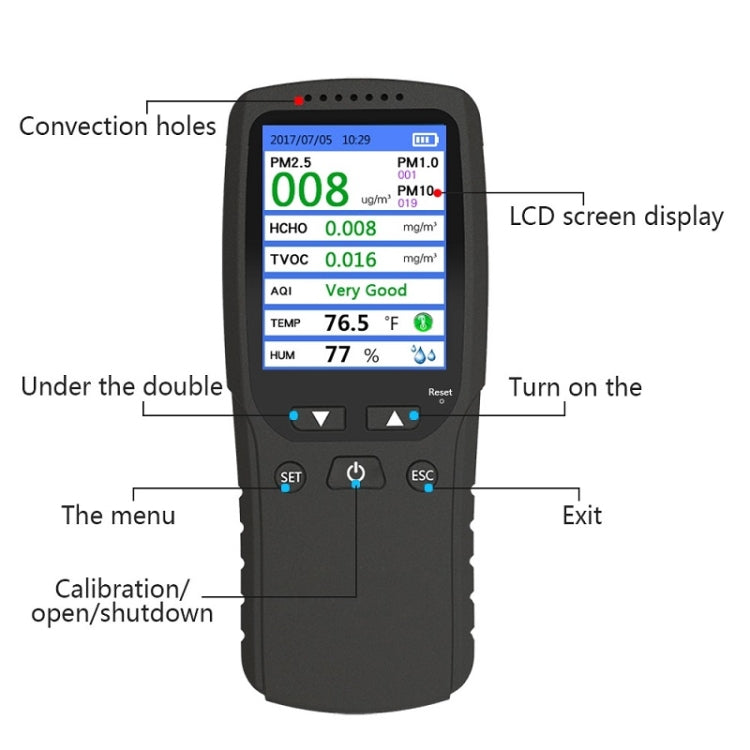 DM106A Indoor Haze Dust Formaldehyde Air Quality Detector Eurekaonline