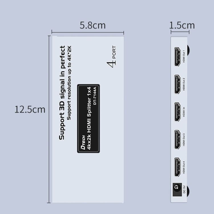 DTECH DT-7144A HDMI 2.0 1 In 4 Out 4K X 2K HD Video Splitter, CN Plug Eurekaonline