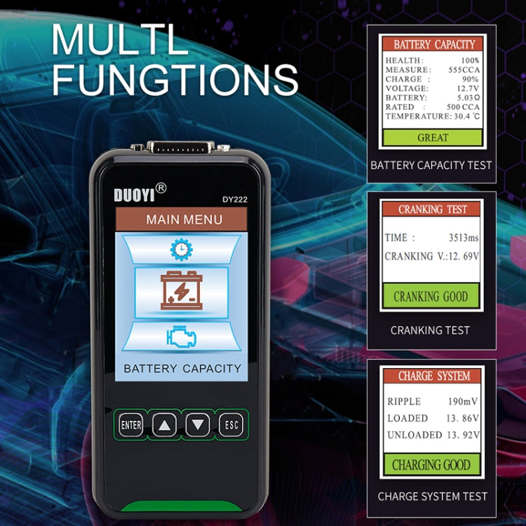 DUOYI DY222 Car 12V / 24V Battery Tester Eurekaonline