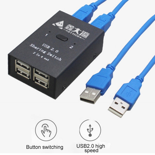 DY-B046 2 In 4 Out USB 2.0 Sharing Switch USB Flash Printer Adapter Eurekaonline