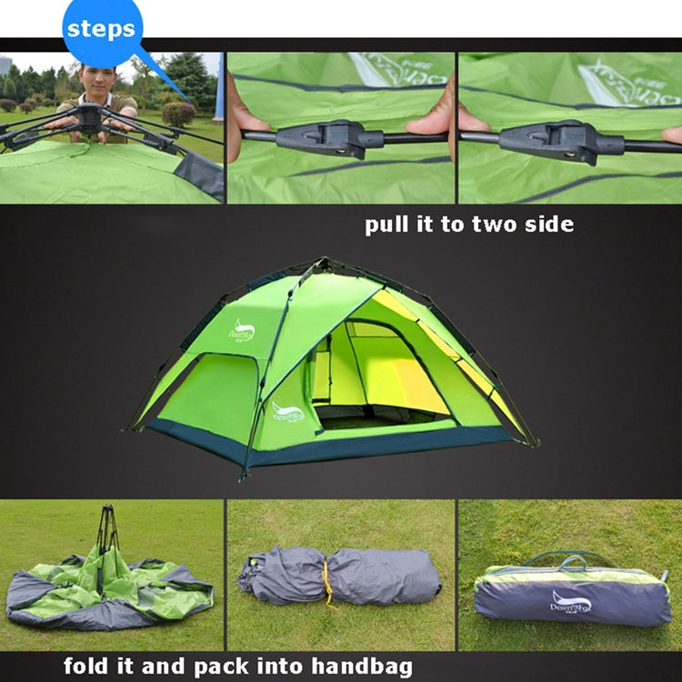 Desert&Fox Outdoor Travel Camp Tent Beach Automatic Easily Building Tent for 3-4 People(Army Green) Eurekaonline