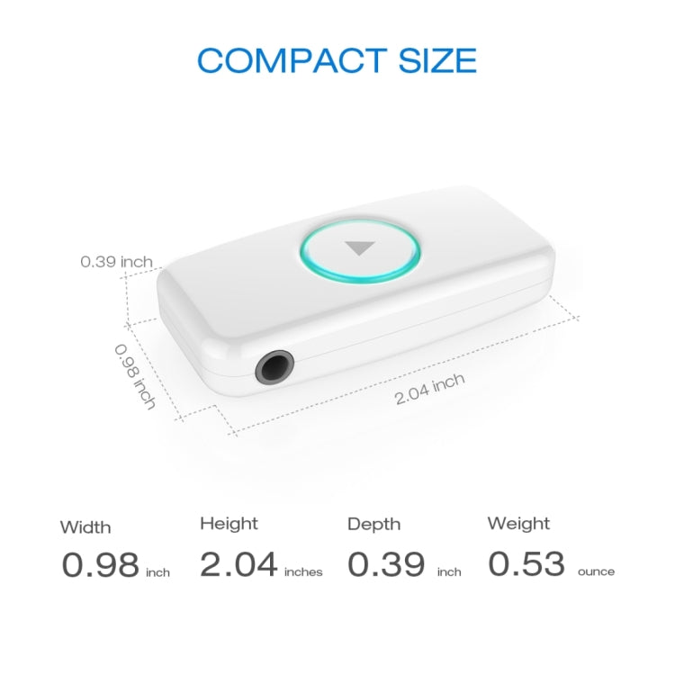 Doosl DSER102 Mini Car Bluetooth Wireless Music Receiver with 3.5mm Stereo Input Jack(White) Eurekaonline