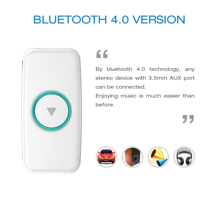 Doosl DSER102 Mini Car Bluetooth Wireless Music Receiver with 3.5mm Stereo Input Jack(White) Eurekaonline