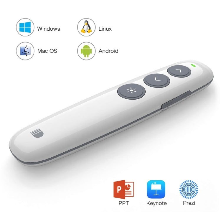 Doosl DSIT007 2.4GHz Rechargeable Powerpoint Presentation Wireless Cliker Remote Control Pen, Control Distance: 100m(White) Eurekaonline