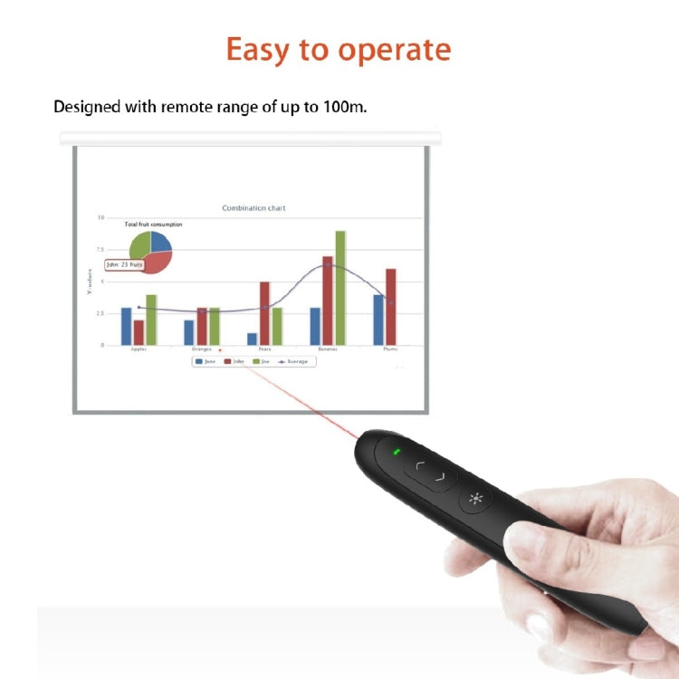 Doosl DSIT012 2.4GHz Wireless Presenter PowerPoint Clicker Representation Remote Control Pointer, Control Distance: 100m(Black) Eurekaonline