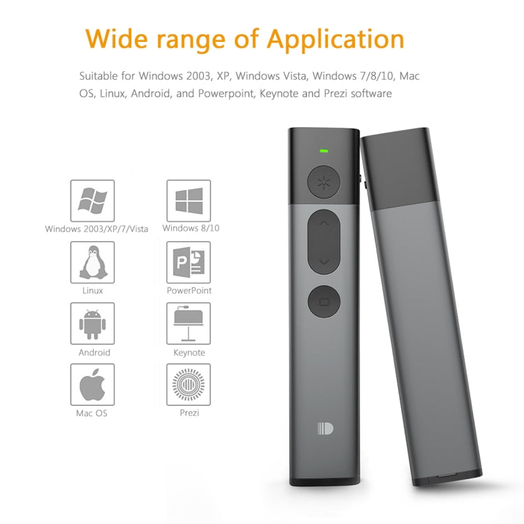 Doosl DSIT032 2.4GHz Wireless Presenter PowerPoint Clicker Representation Remote Control Green Laser Pointer, Control Distance: 100m Eurekaonline