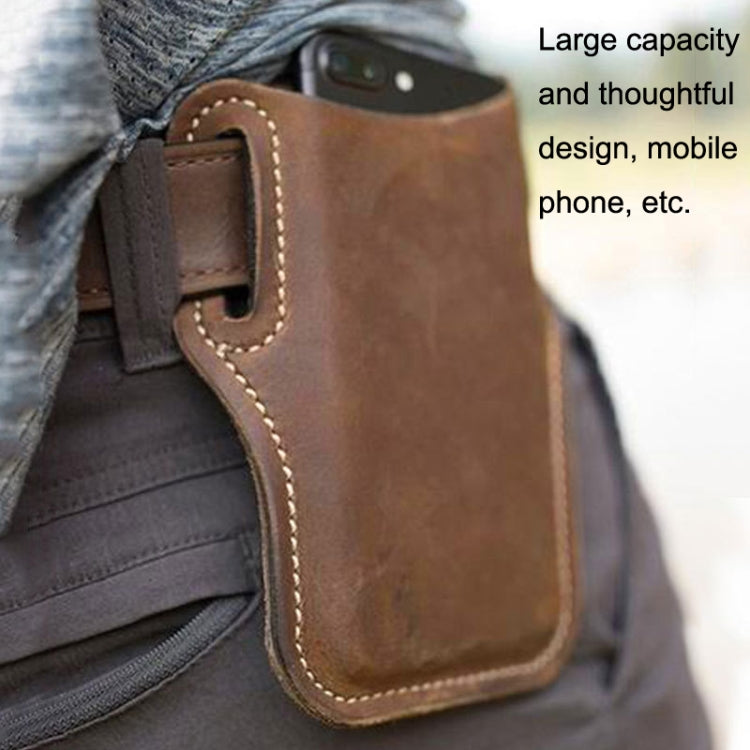 EASYONLY ZPYB018 Leather Outdoor Sports Phone Pocket With Cover(Coffee) Eurekaonline