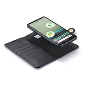 for google pixel 6a dg.ming crazy horse texture detachable magnetic leather phone case(black)