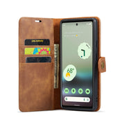 for google pixel 6a dg.ming crazy horse texture detachable magnetic leather phone case(brown)